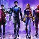 Box art of Gotham Knights, showing the game's main characters walking down a street.